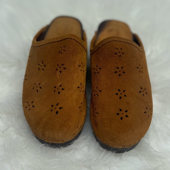 Wooden/suede clogs by JCrew.  Size 8. - Picture 1 of 4